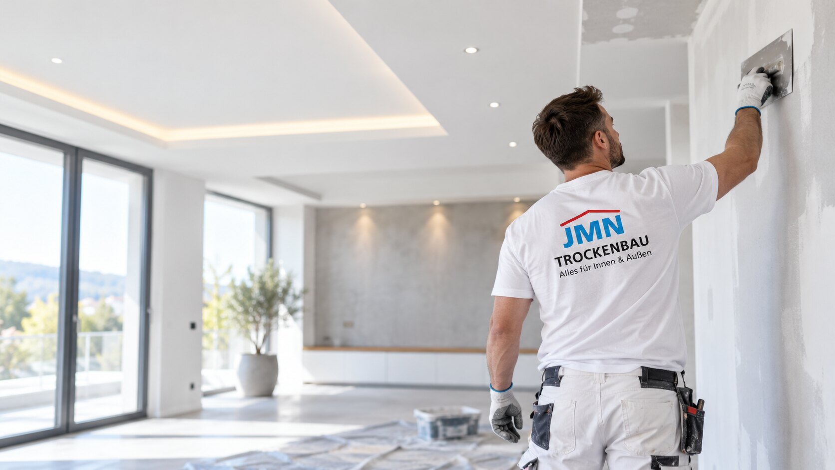 JMN Trockenbau bei Innenausbauarbeiten in einem modernen Wohnraum